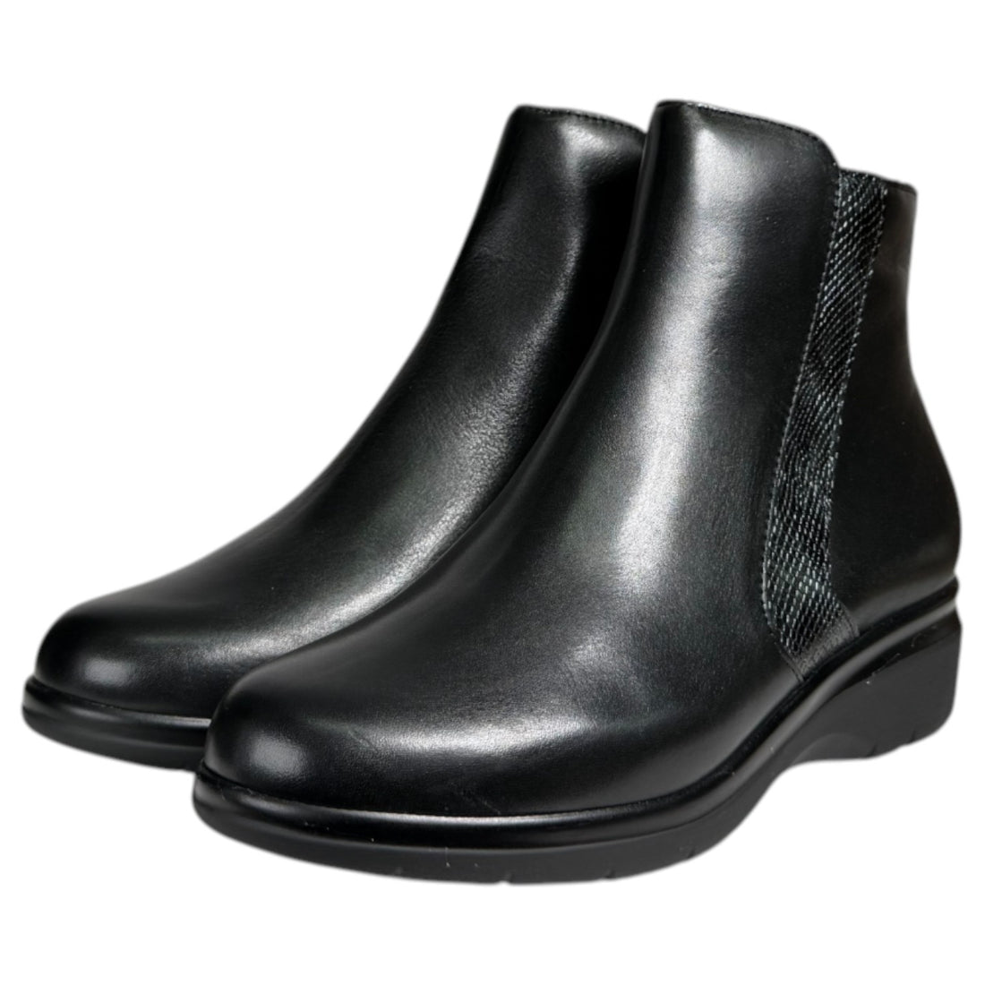 Botines Pitillos Cuña Serpiente 10725 Negro - imagen 3