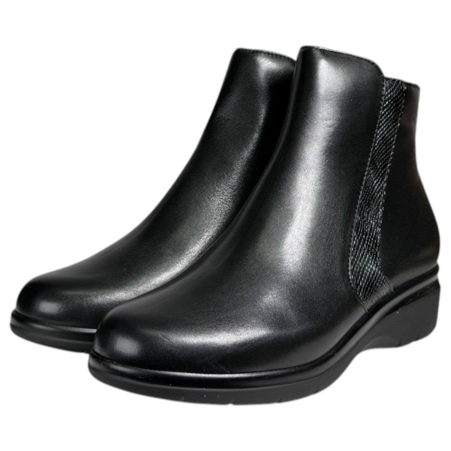 Botines Pitillos Cuña Serpiente 10725 Negro - imagen 3
