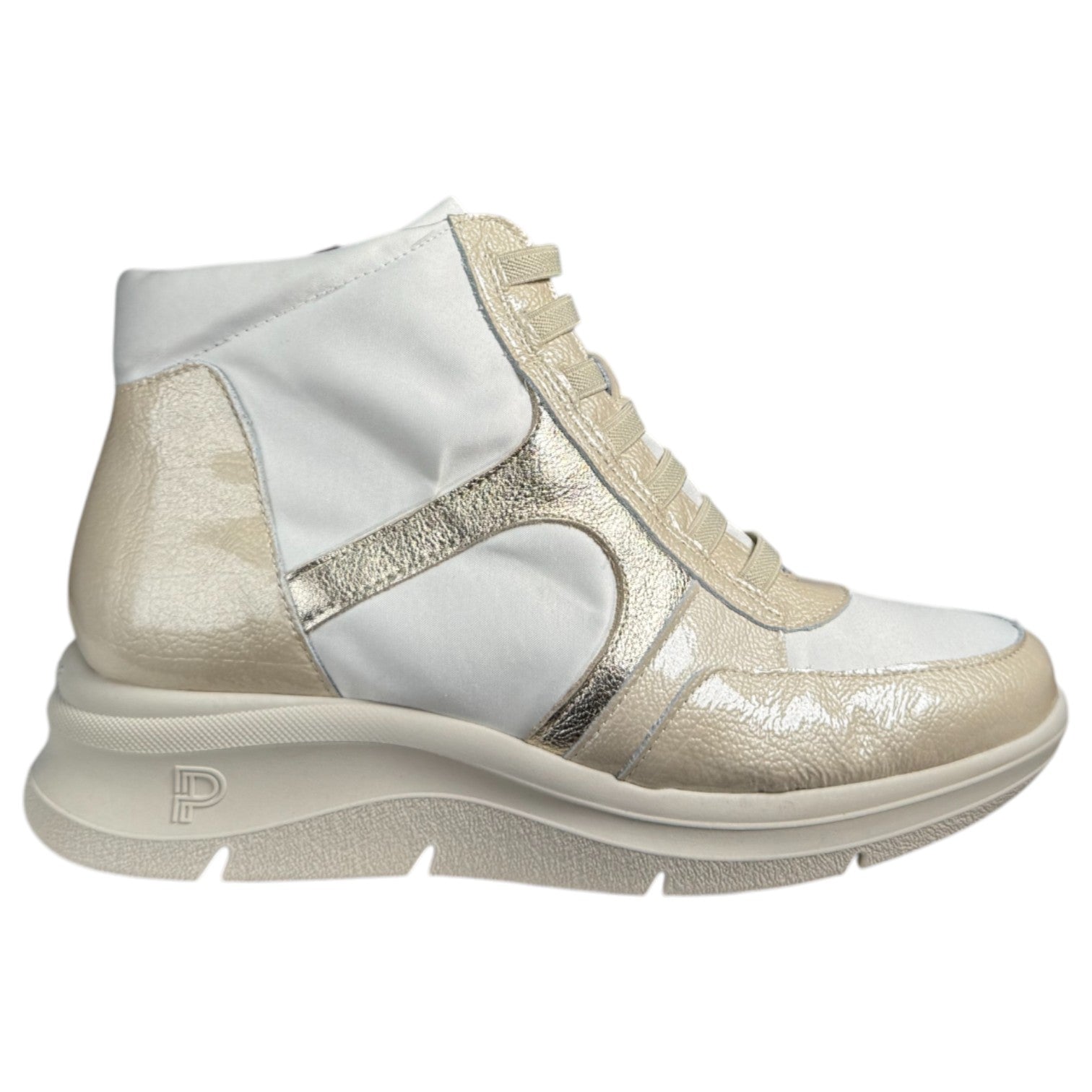 Botines Pitillos Deportivos Cuña Elásticos 10916 Crema - imagen 1