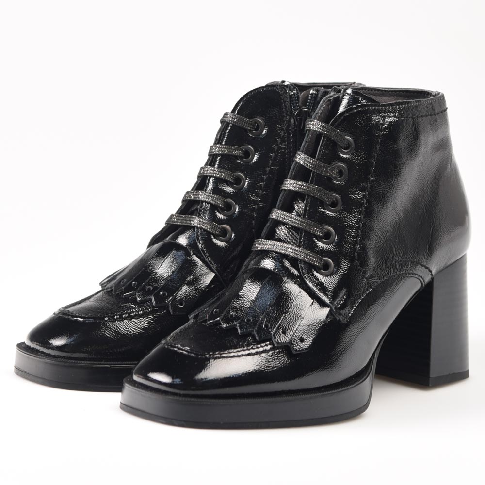 Botines Pitillos Pala Flecos Charol 10197 Negro - imagen 3
