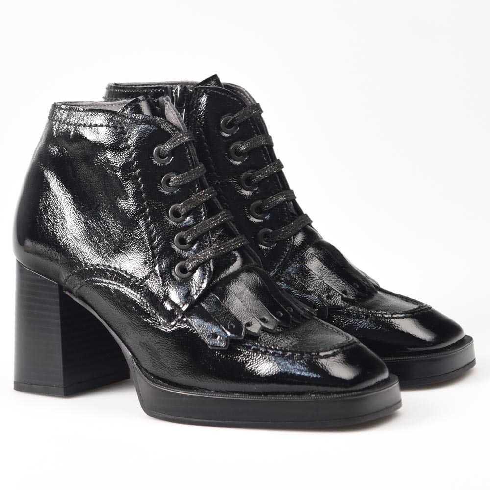 Botines Pitillos Pala Flecos Charol 10197 Negro - imagen 2