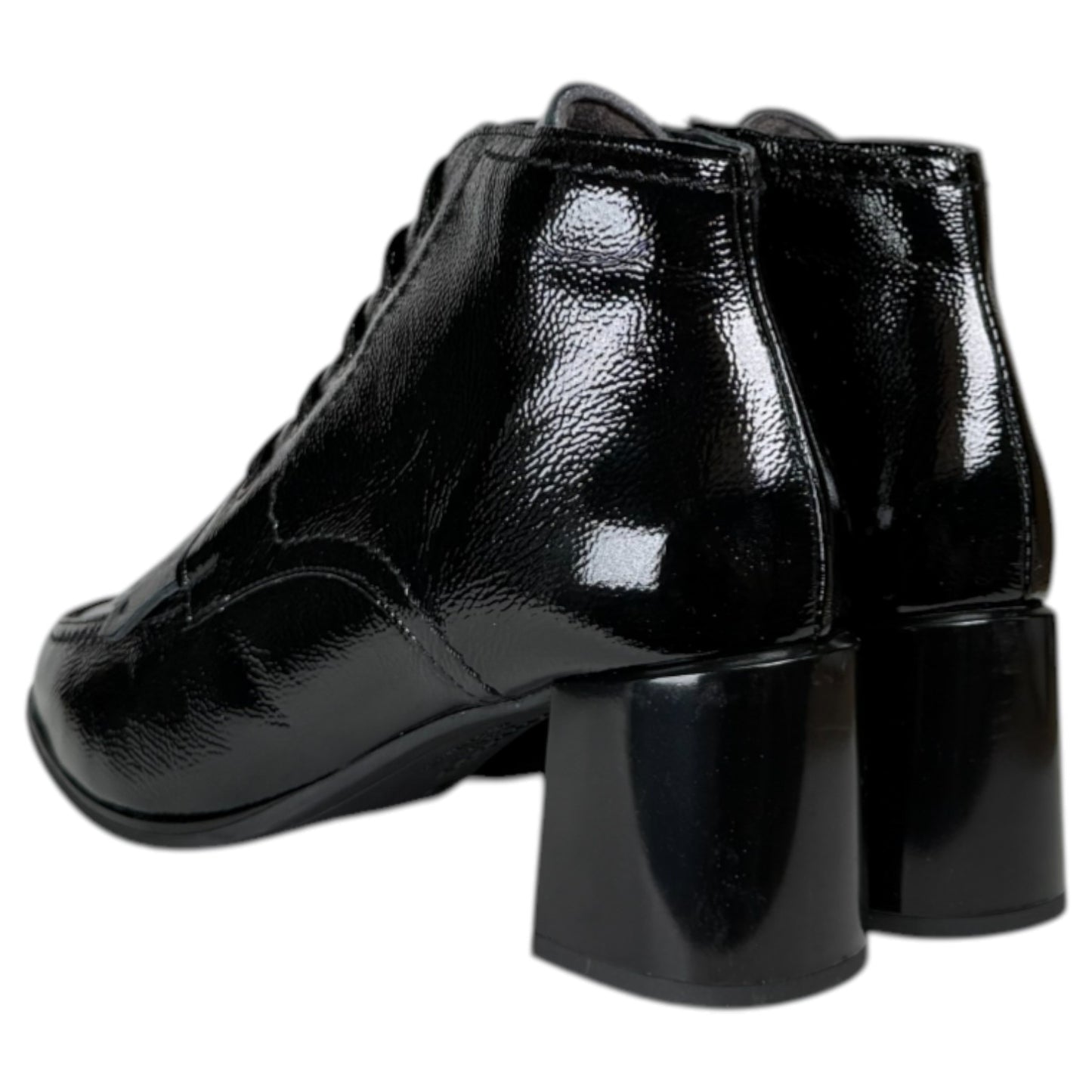 Botines Pitillos Tacón Charol Flecos 10833 Negro - imagen 4
