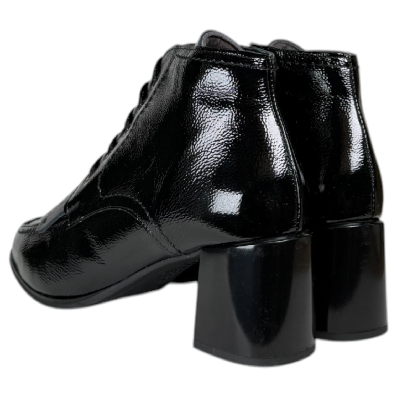 Botines Pitillos Tacón Charol Flecos 10833 Negro - imagen 4