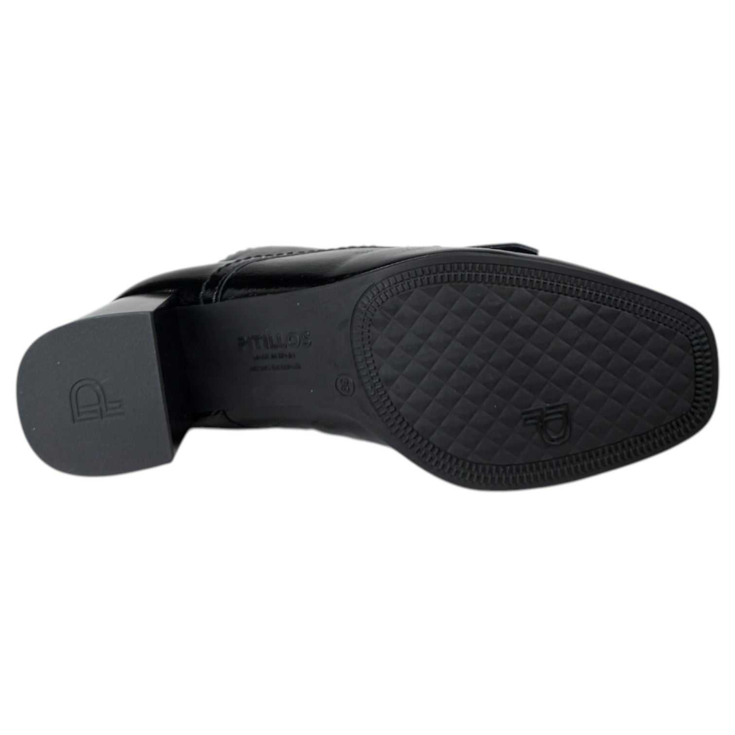 Botines Pitillos Tacón Charol Flecos 10833 Negro - imagen 5