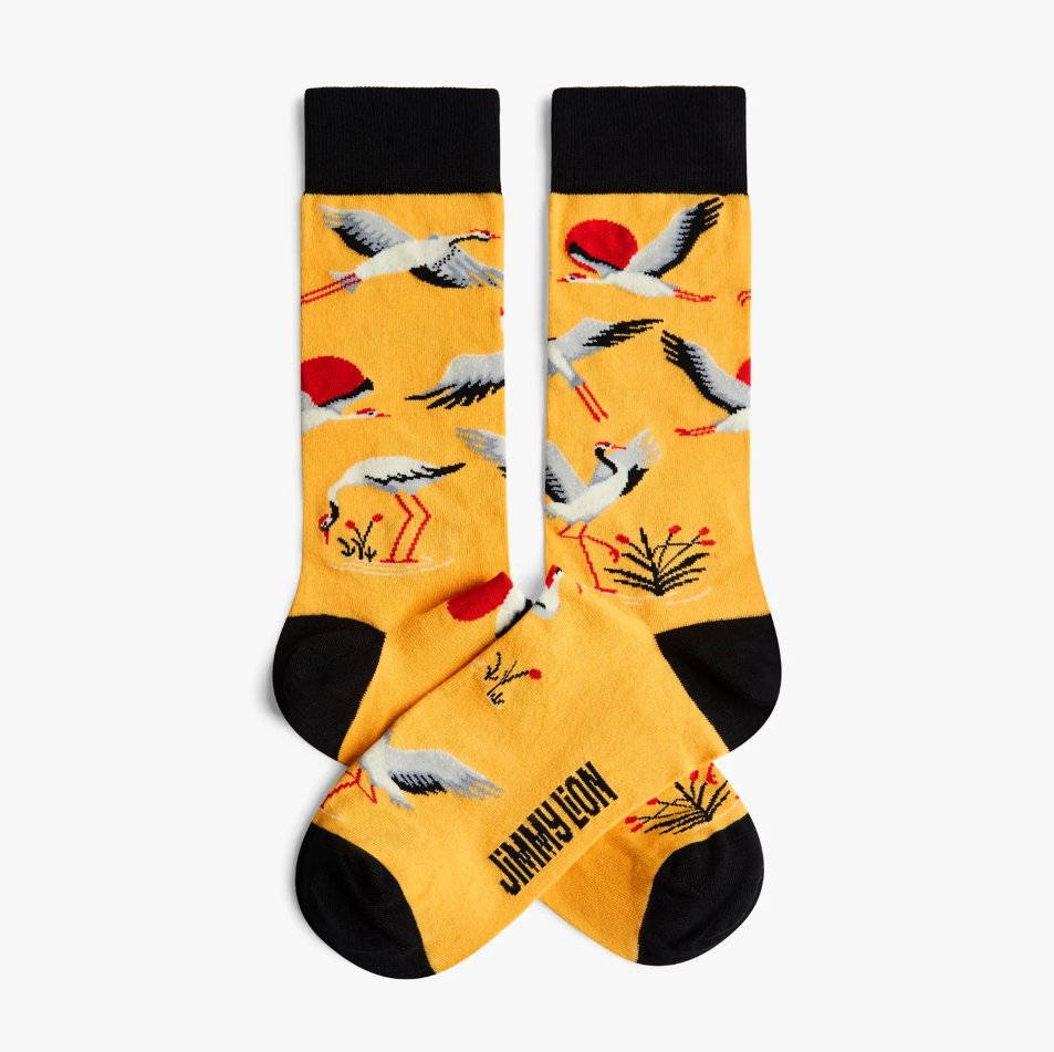 Calcetines Jimmy Lion Hello Japan Cranes Amarillo - imagen 1