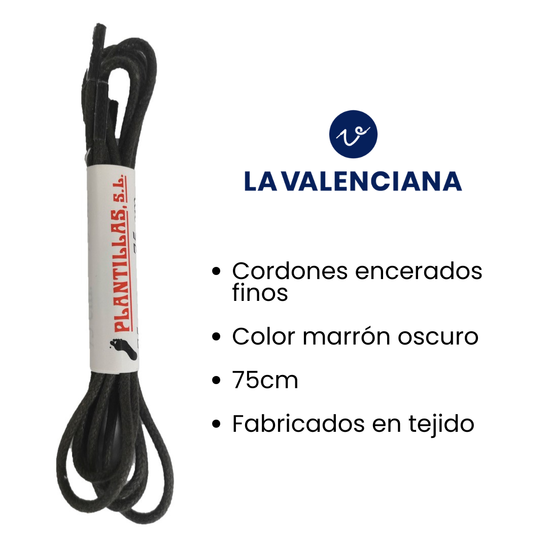 Cordones Encerados Finos Marrón Oscuro 75cm - imagen 2