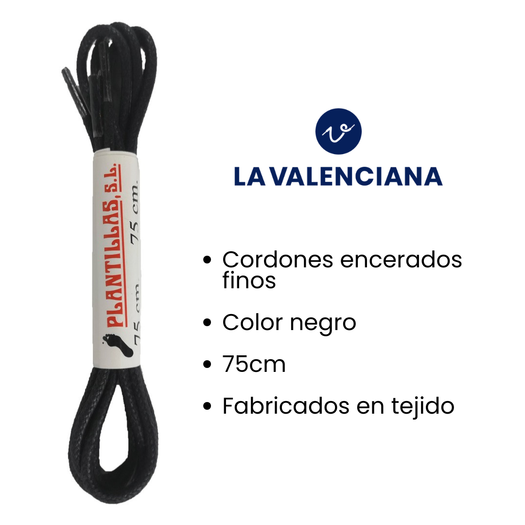 Cordones Encerados Finos Negro 75cm - imagen 2