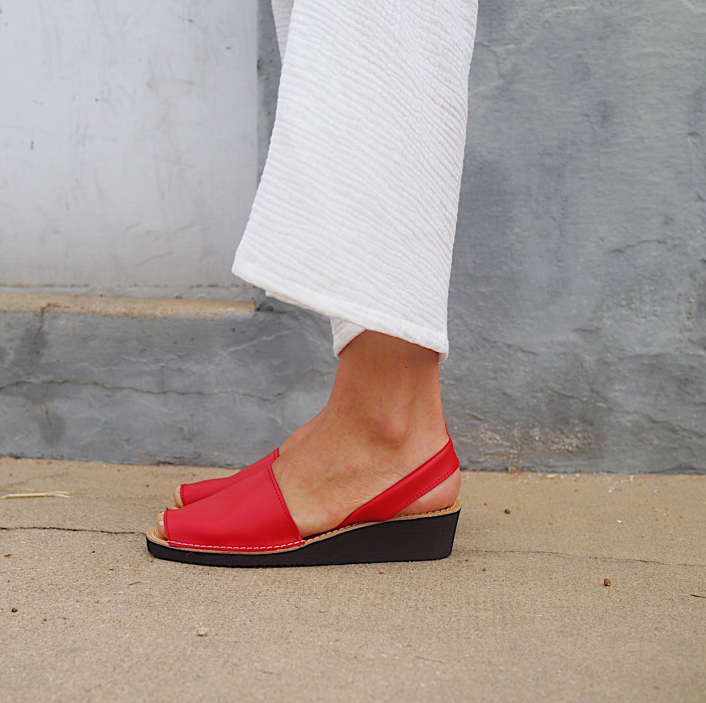 Sandalias Menorquinas Cuña Rojo - imagen 6