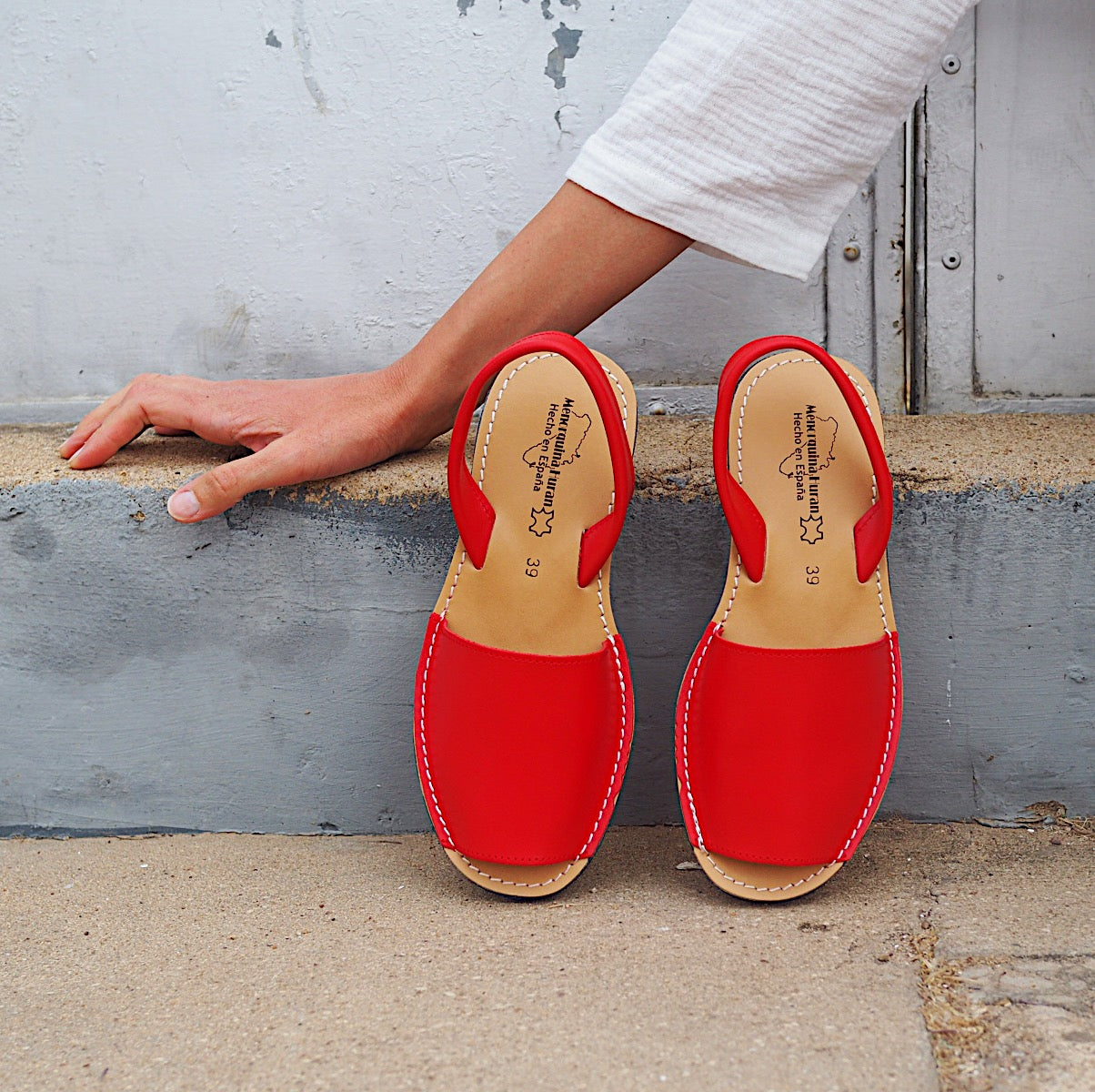 Sandalias Menorquinas Cuña Rojo - imagen 4