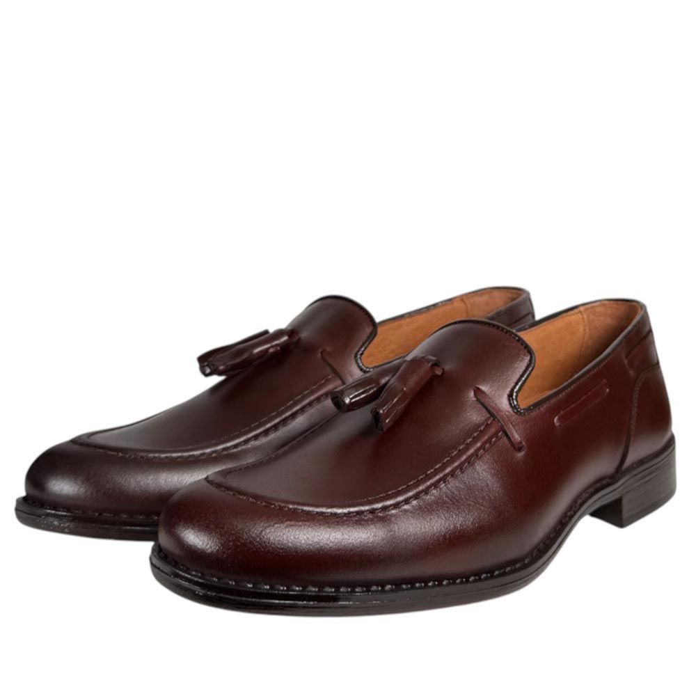 Mocasines La Valenciana Borlas Piel Lisa 4350 Cuero - imagen 5