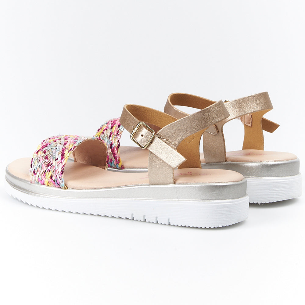 Sandalias Bubble Kids Cuñita Colores A2850 Oro - imagen 4