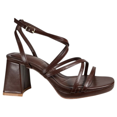Sandalias Buonarotti Tiras Tacón BL-5725 Marrón