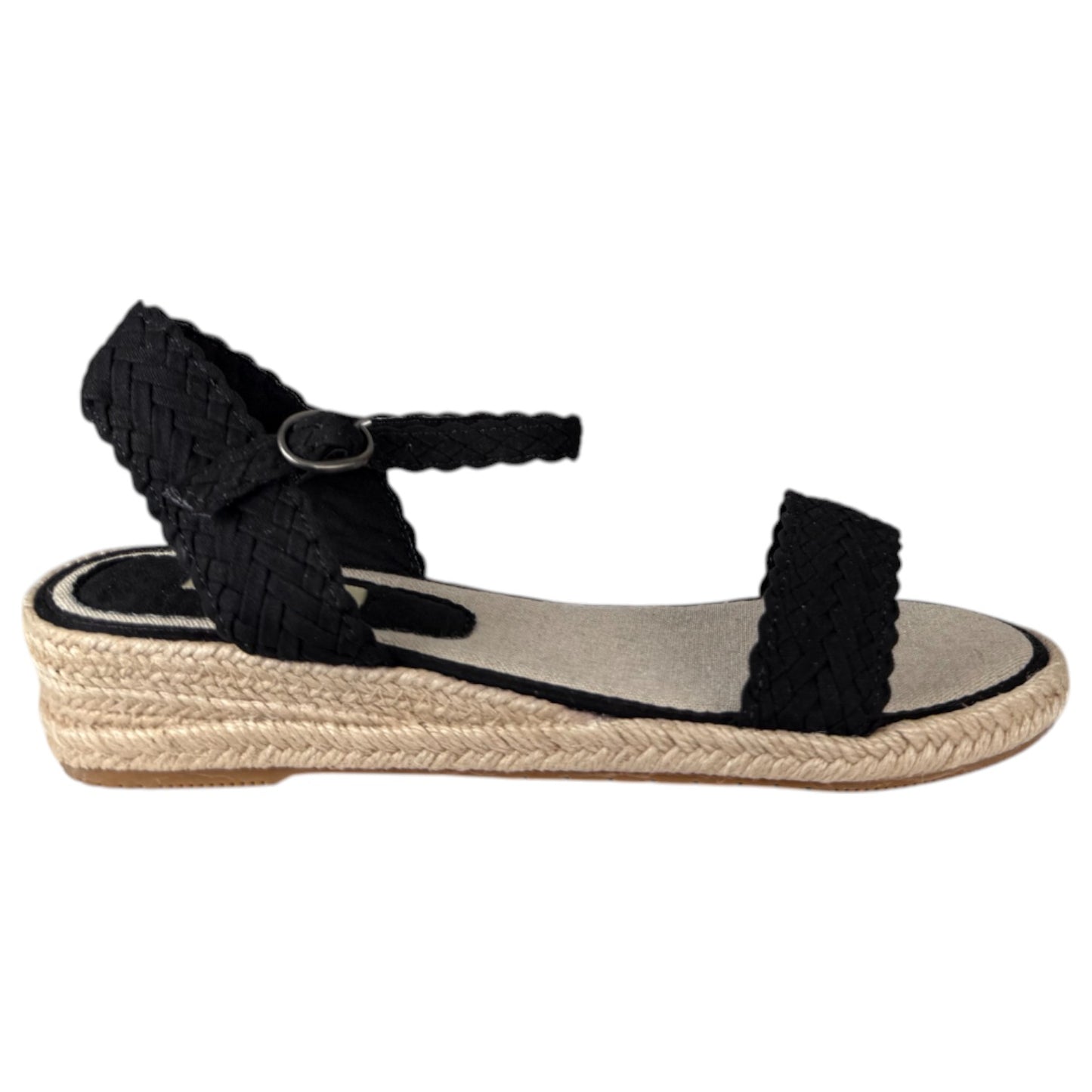 Sandalias Corina Cuña Baja Trenzada M4380 Negro - imagen 1
