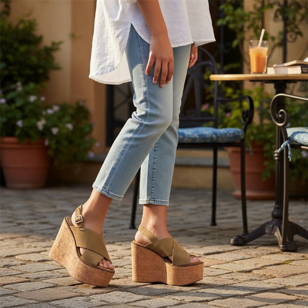 Sandalias Corina Cuña Corcho M6366 Camel - imagen 2