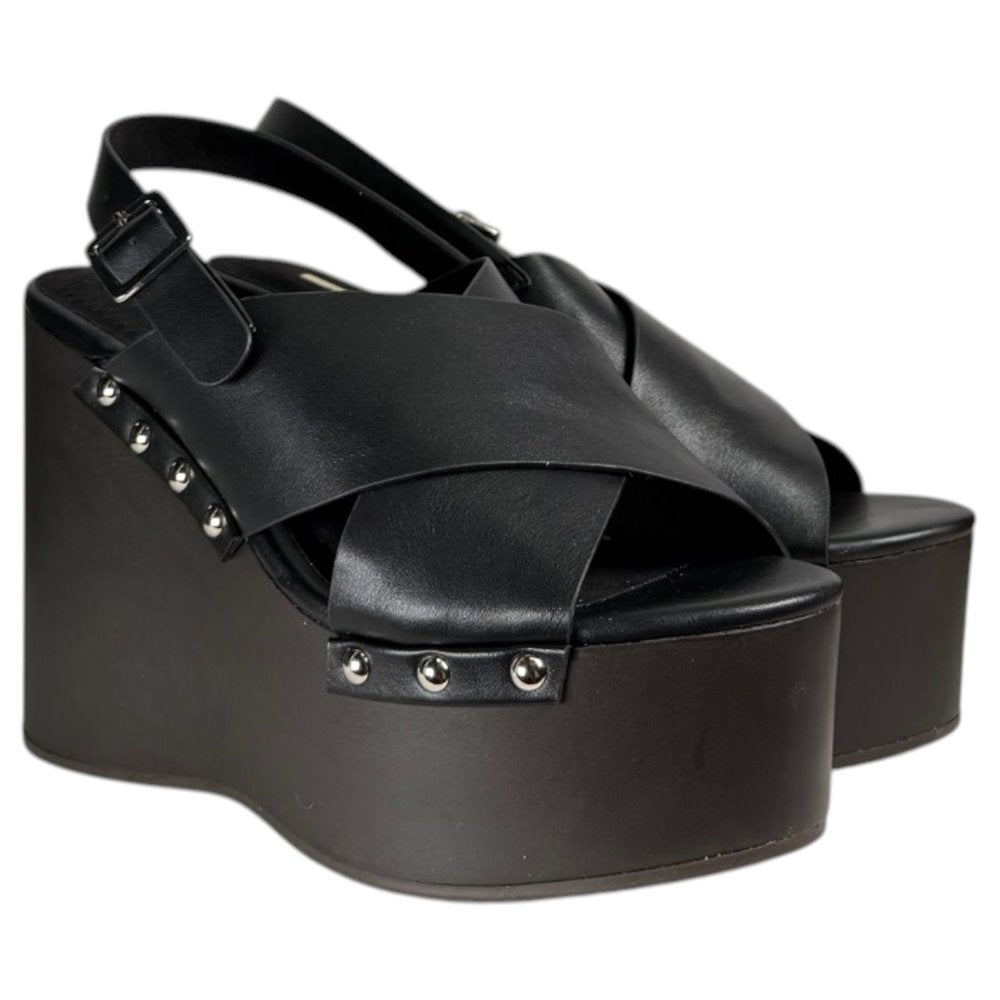 Sandalias Corina Cuña Tachas M6367 Negro - imagen 3