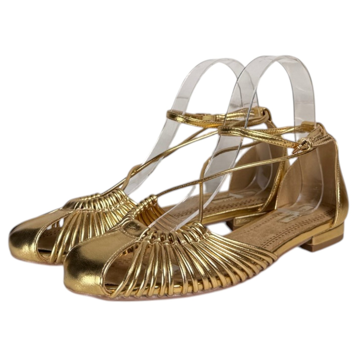 Sandalias Corina Puntera Cerrada Tiras M6390 Oro - imagen 5