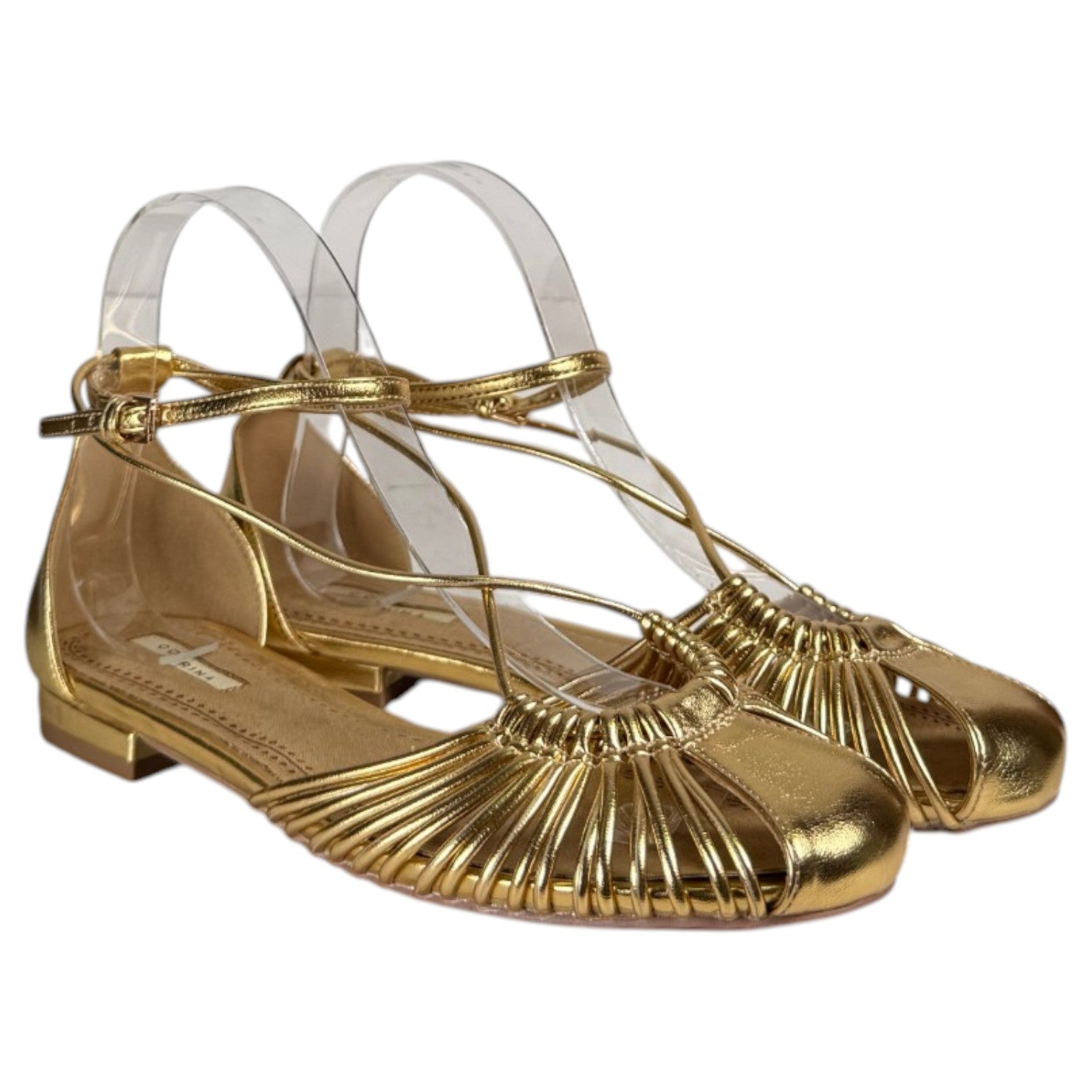 Sandalias Corina Puntera Cerrada Tiras M6390 Oro - imagen 3