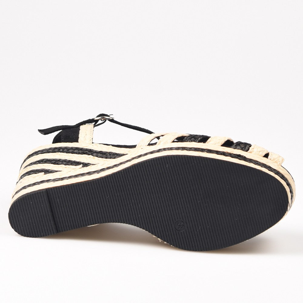 Sandalias de Esparto Corina Cuña M4355 Negro Natural - imagen 6