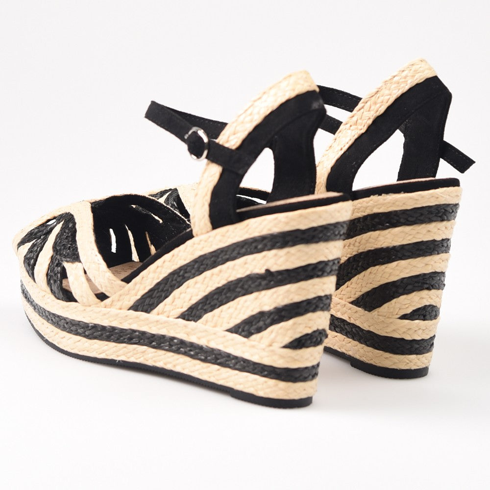 Sandalias de Esparto Corina Cuña M4355 Negro Natural - imagen 5