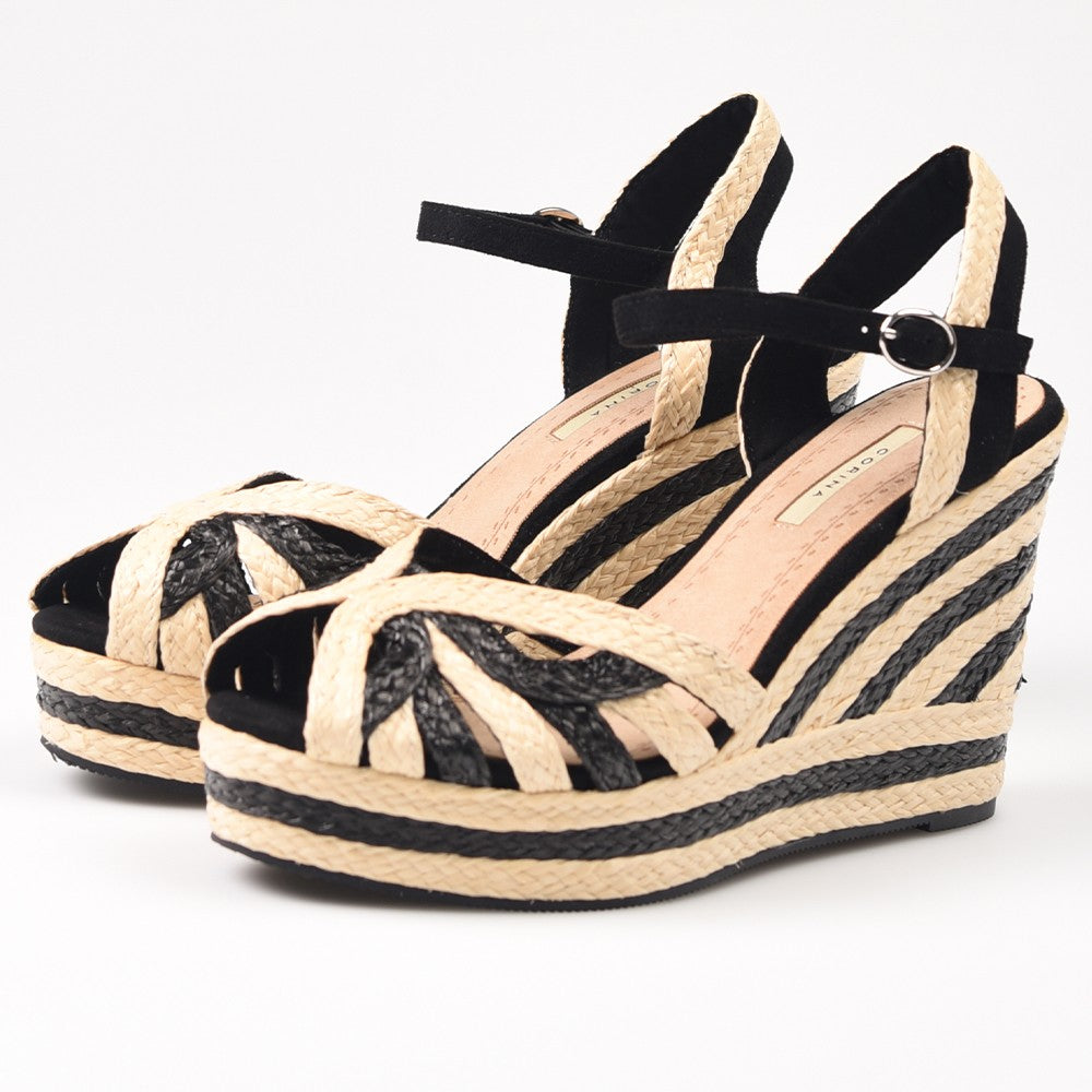 Sandalias de Esparto Corina Cuña M4355 Negro Natural - imagen 4