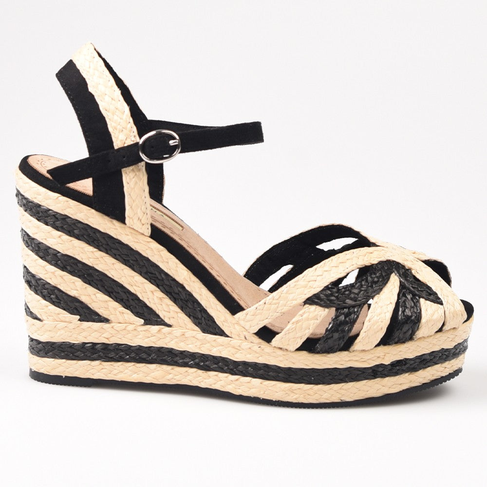 Sandalias de Esparto Corina Cuña M4355 Negro Natural - imagen 2