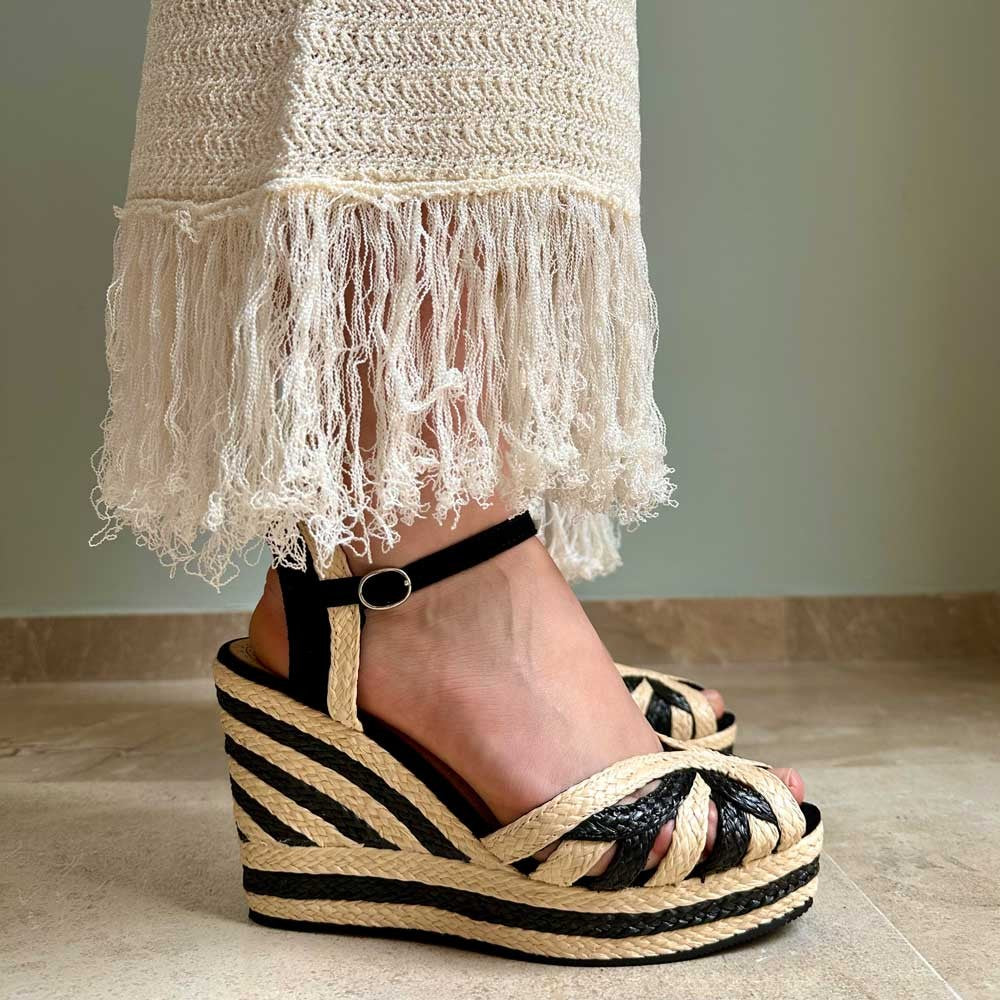 Sandalias de Esparto Corina Cuña M4355 Negro Natural - imagen 7