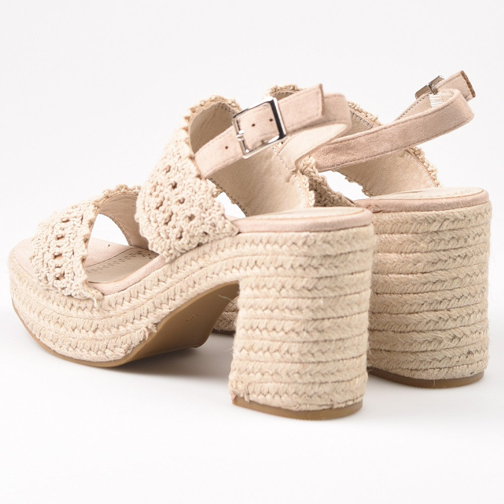 Sandalias de Esparto Corina Tacón Crochet M4407 Beige - imagen 5
