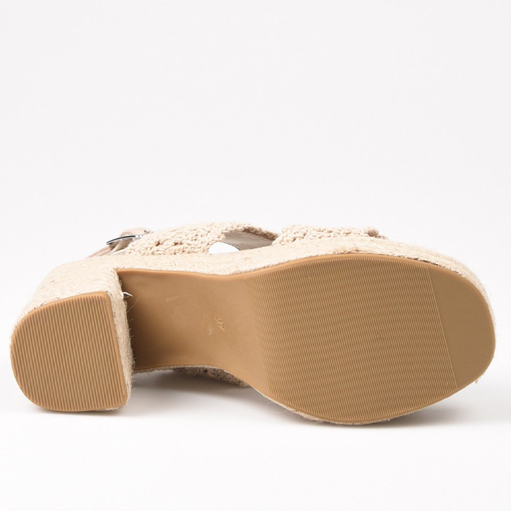 Sandalias de Esparto Corina Tacón Crochet M4407 Beige - imagen 6