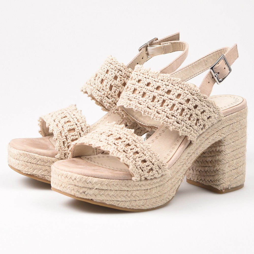 Sandalias de Esparto Corina Tacón Crochet M4407 Beige - imagen 4