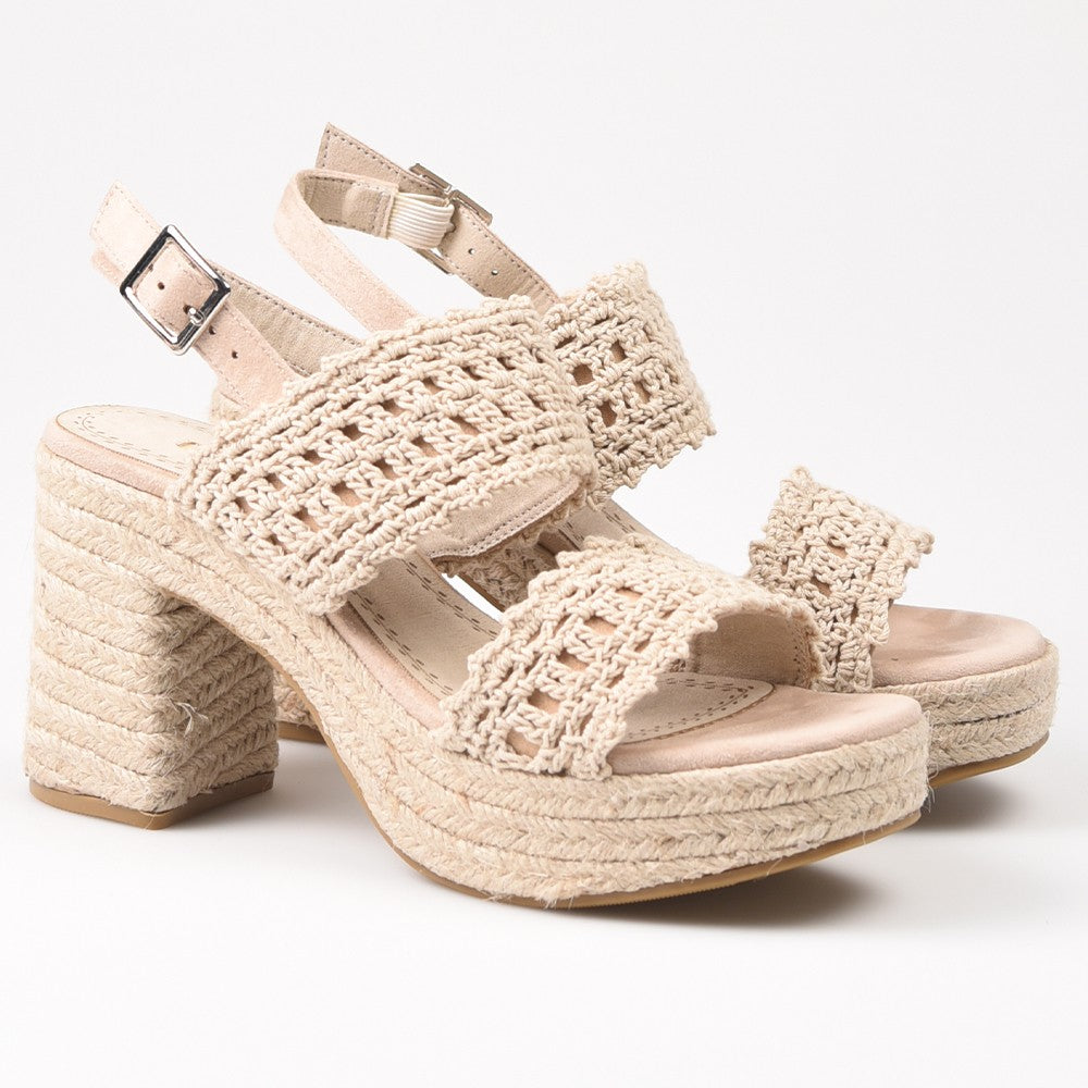 Sandalias de Esparto Corina Tacón Crochet M4407 Beige - imagen 3