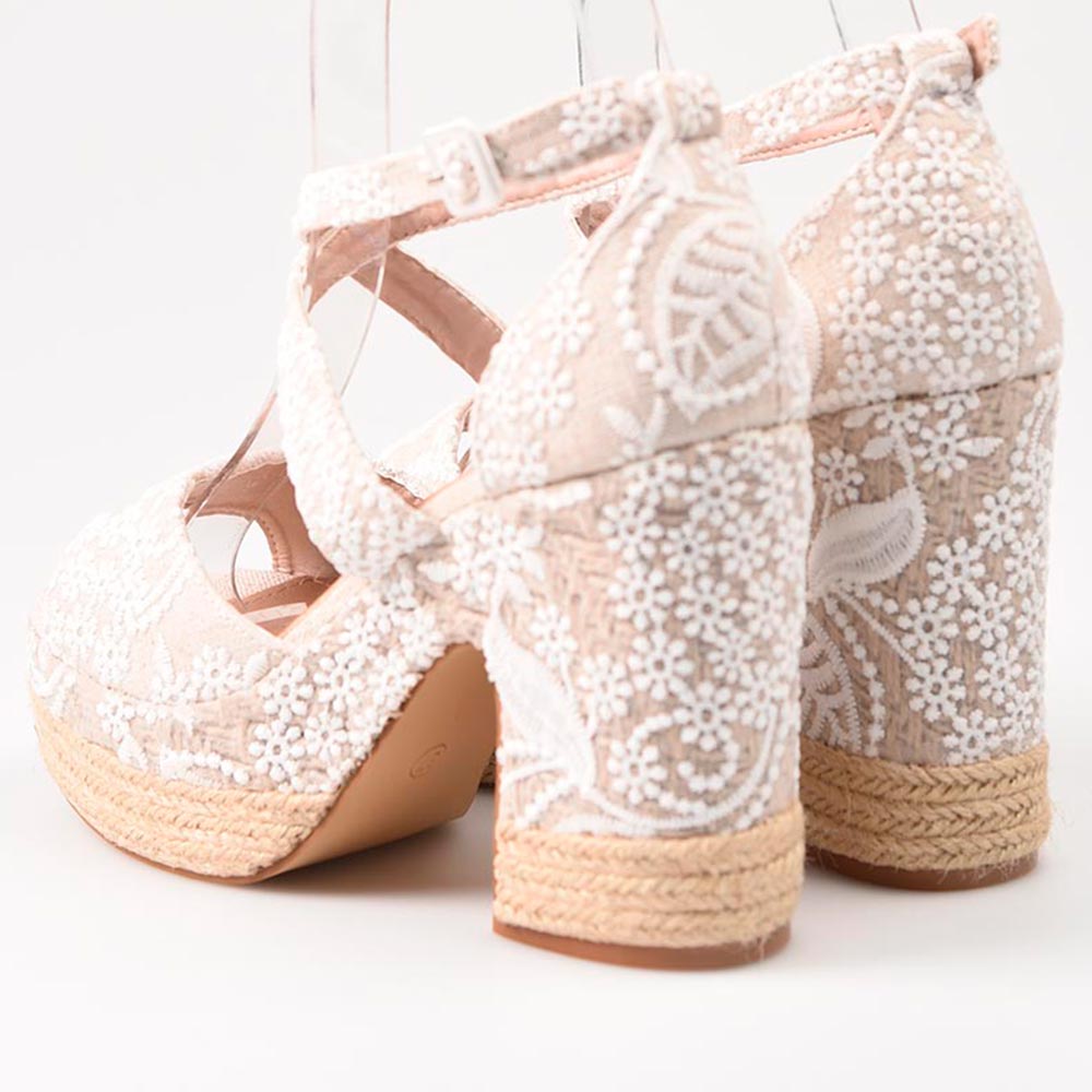Sandalias de Esparto Mandarina Priscilla Blanco - imagen 4