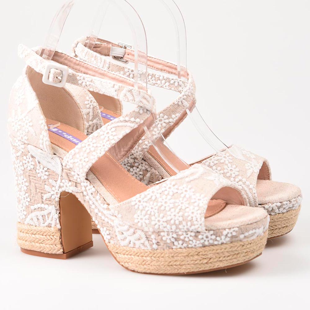 Sandalias de Esparto Mandarina Priscilla Blanco - imagen 2