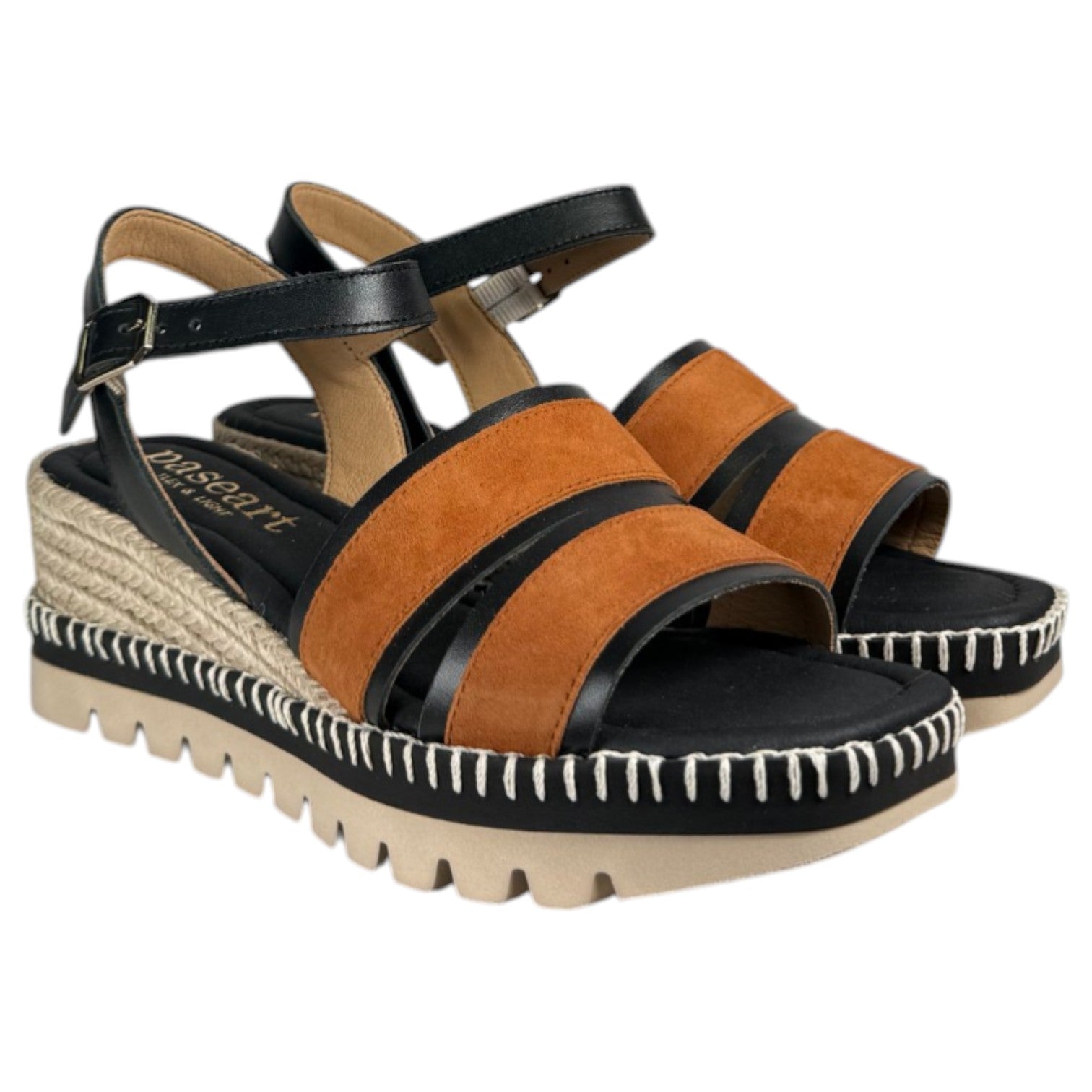 Sandalias de Esparto Paseart SRcI/NP-A938 Negro Coñac - imagen 3
