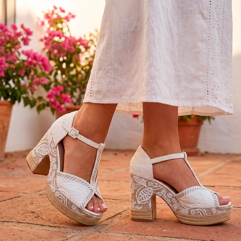 Sandalias de Novia Mandarina Perla Blanco - imagen 2
