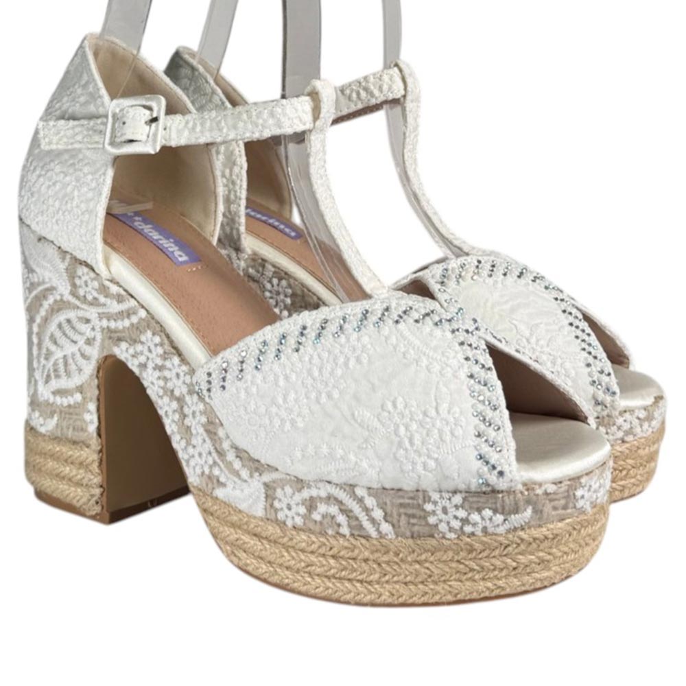 Sandalias de Novia Mandarina Perla Blanco - imagen 3