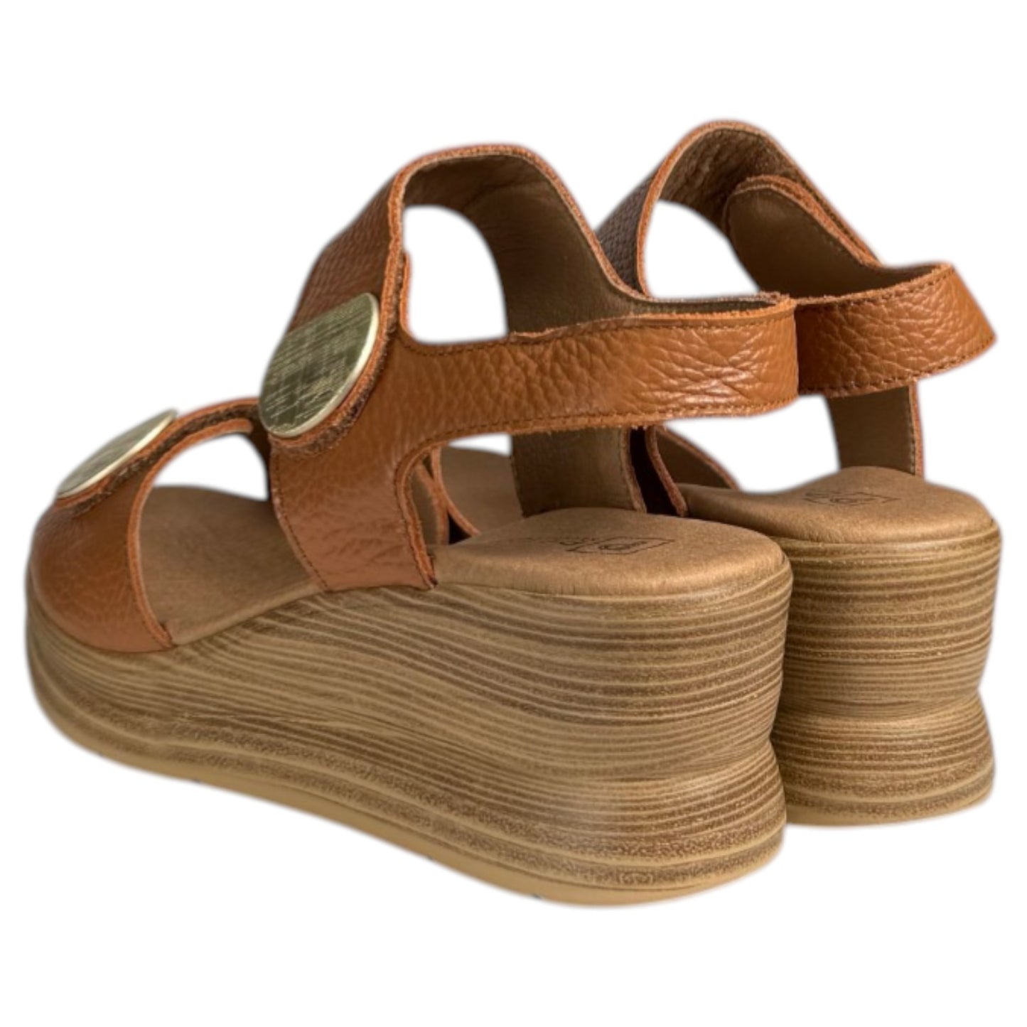 Sandalias Pitillos Cuña Apliques Dorados 11054 Cuero - imagen 6