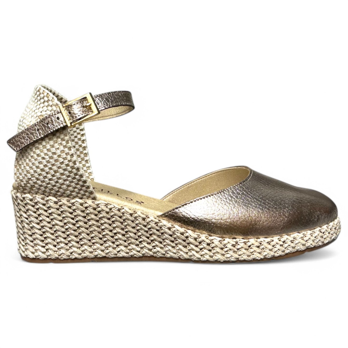 Sandalias Pitillos Cuña Baja Rafia 10624 Oro - imagen 1