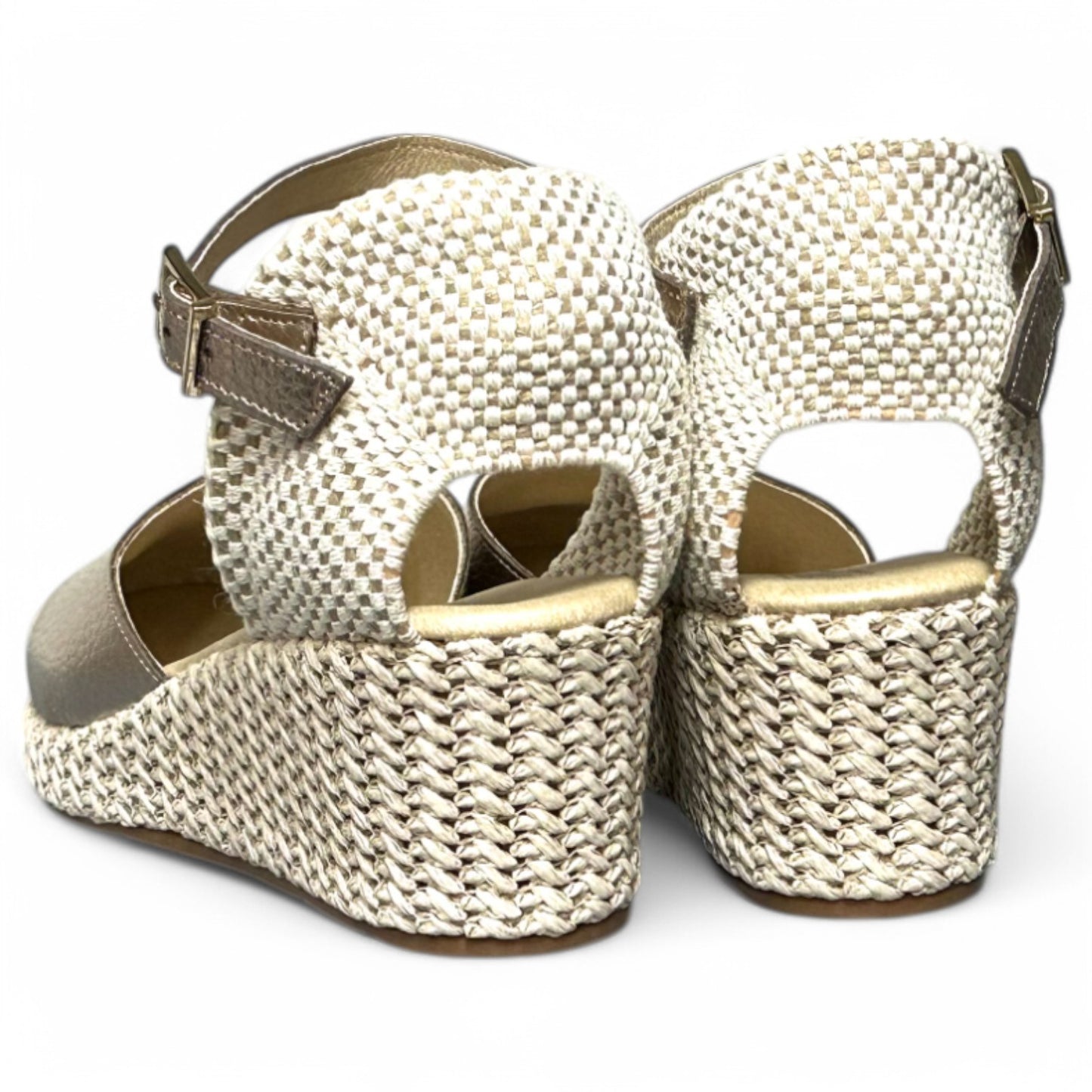 Sandalias Pitillos Cuña Baja Rafia 10624 Oro - imagen 7