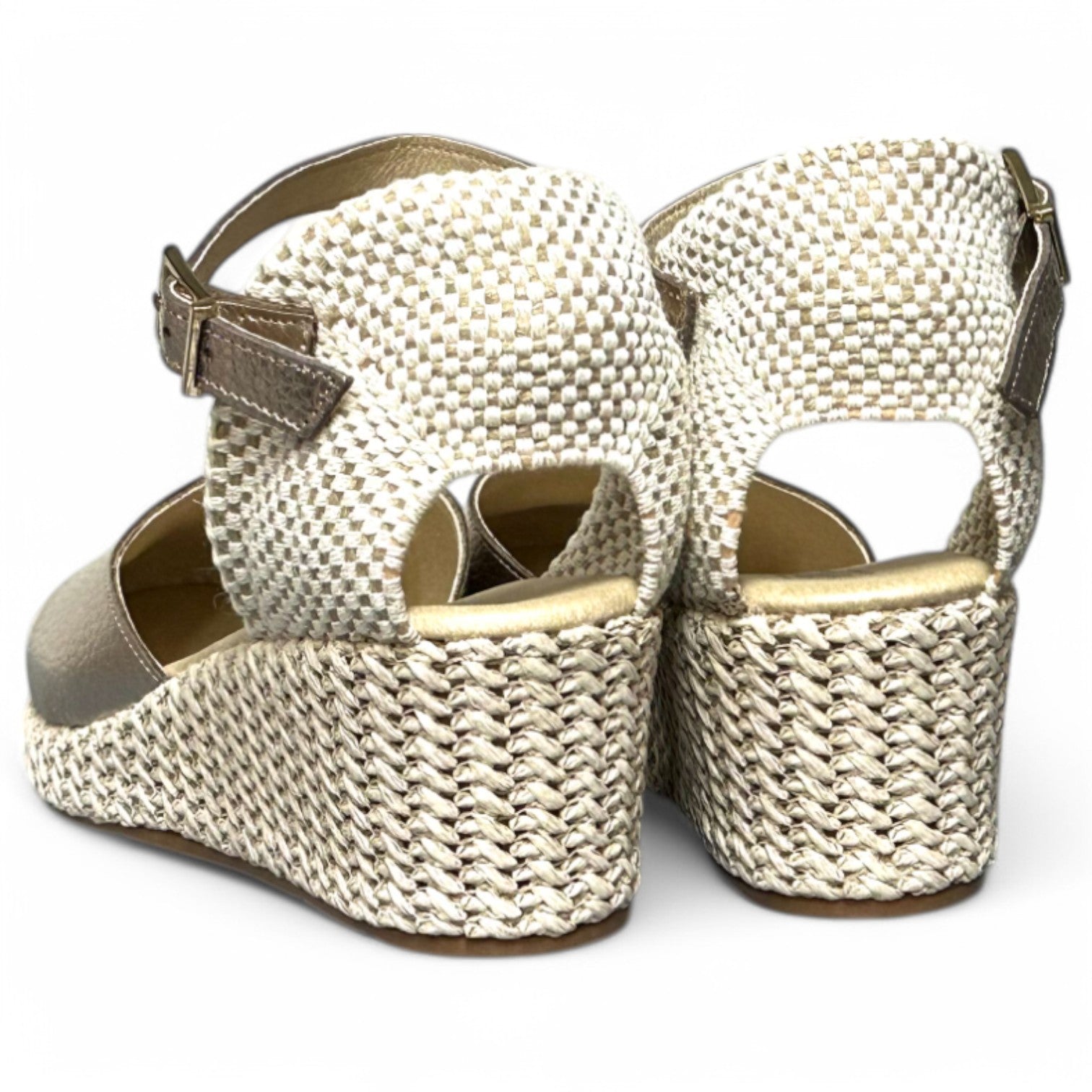 Sandalias Pitillos Cuña Baja Rafia 10624 Oro - imagen 7