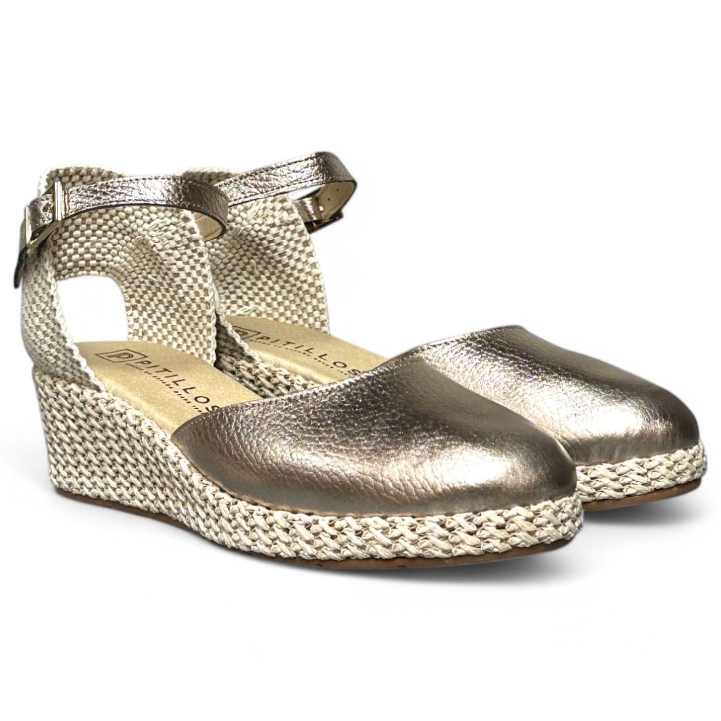 Sandalias Pitillos Cuña Baja Rafia 10624 Oro - imagen 3