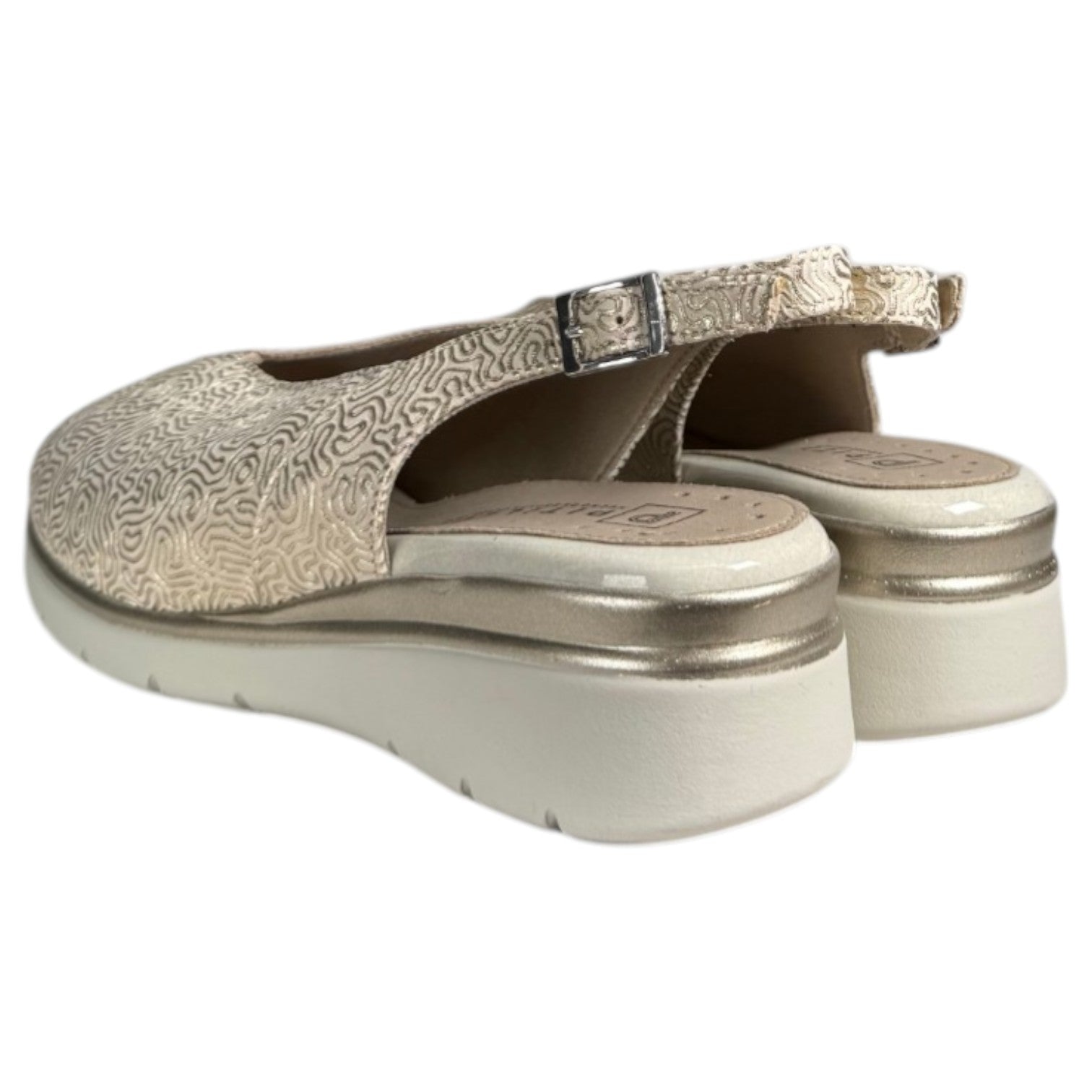 Sandalias Pitillos Cuña Piel Grabada 11044 Oro - imagen 6