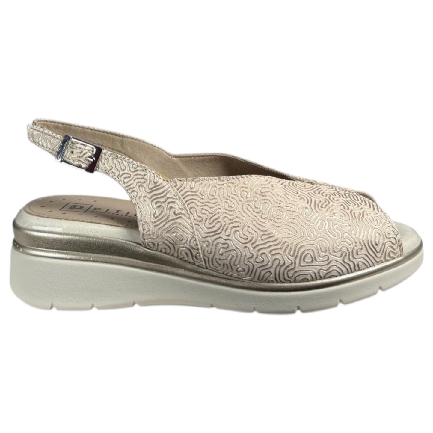 Sandalias Pitillos Cuña Piel Grabada 11044 Oro - imagen 1