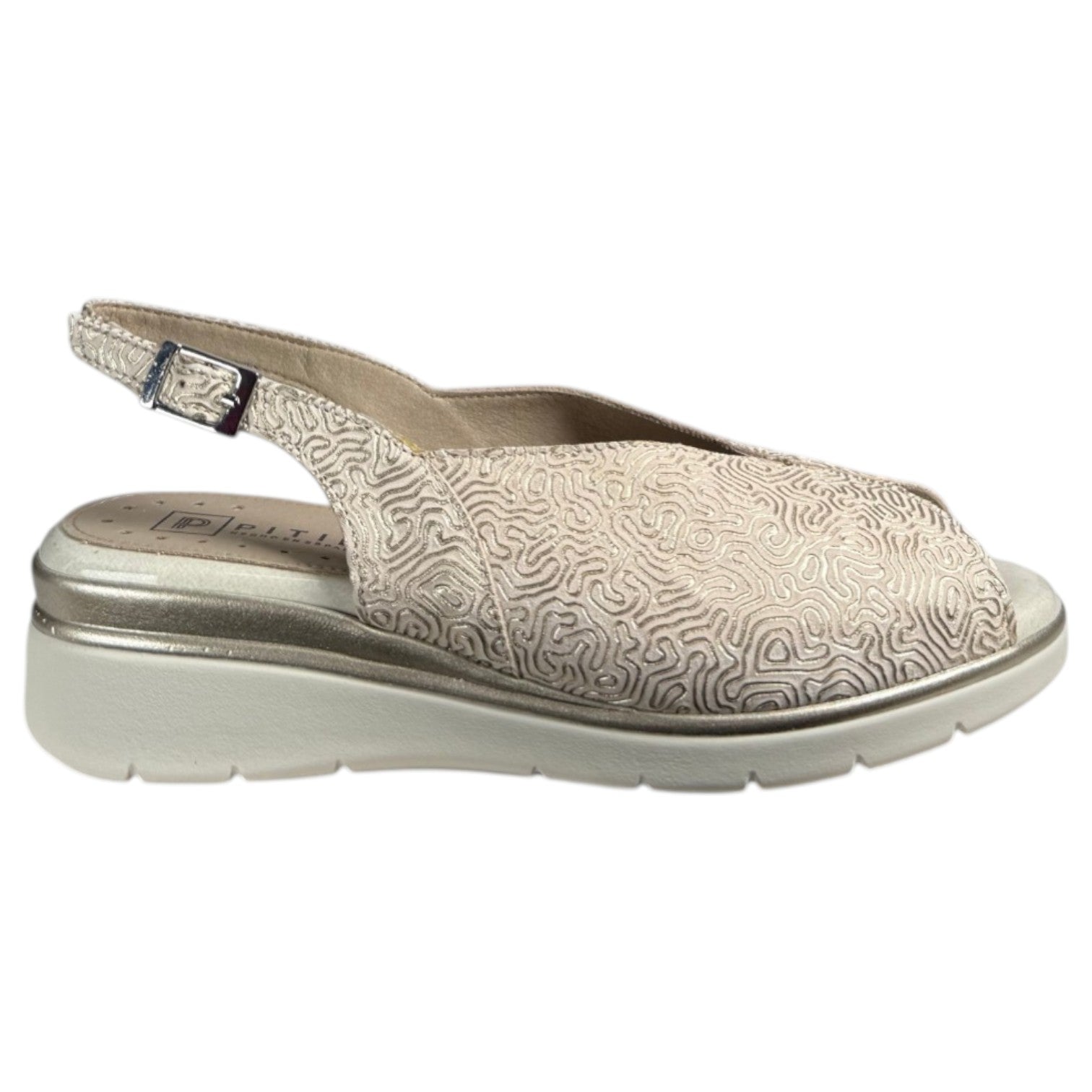 Sandalias Pitillos Cuña Piel Grabada 11044 Oro - imagen 1