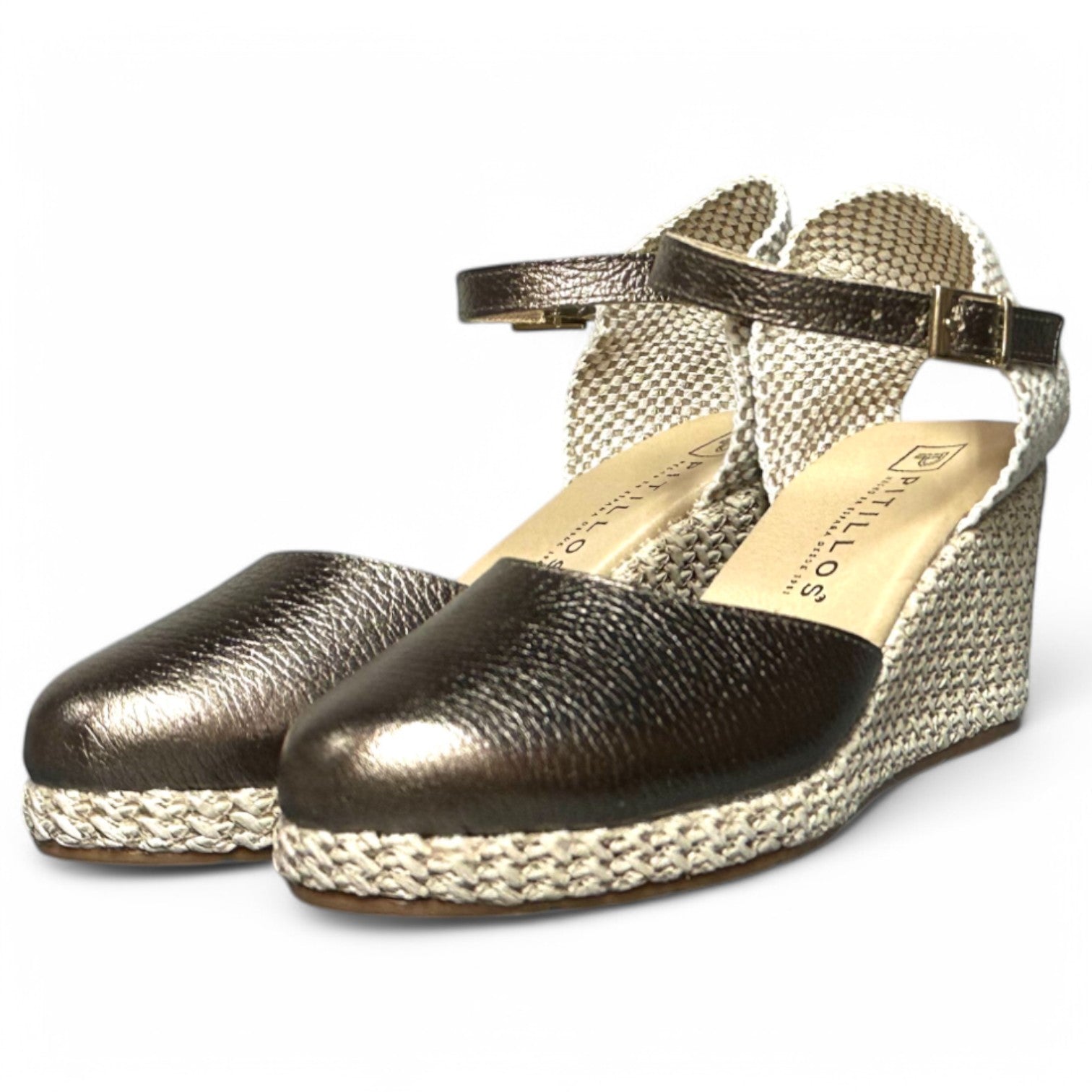 Sandalias Pitillos Cuña Rafia 10634 Plata Vieja - imagen 5