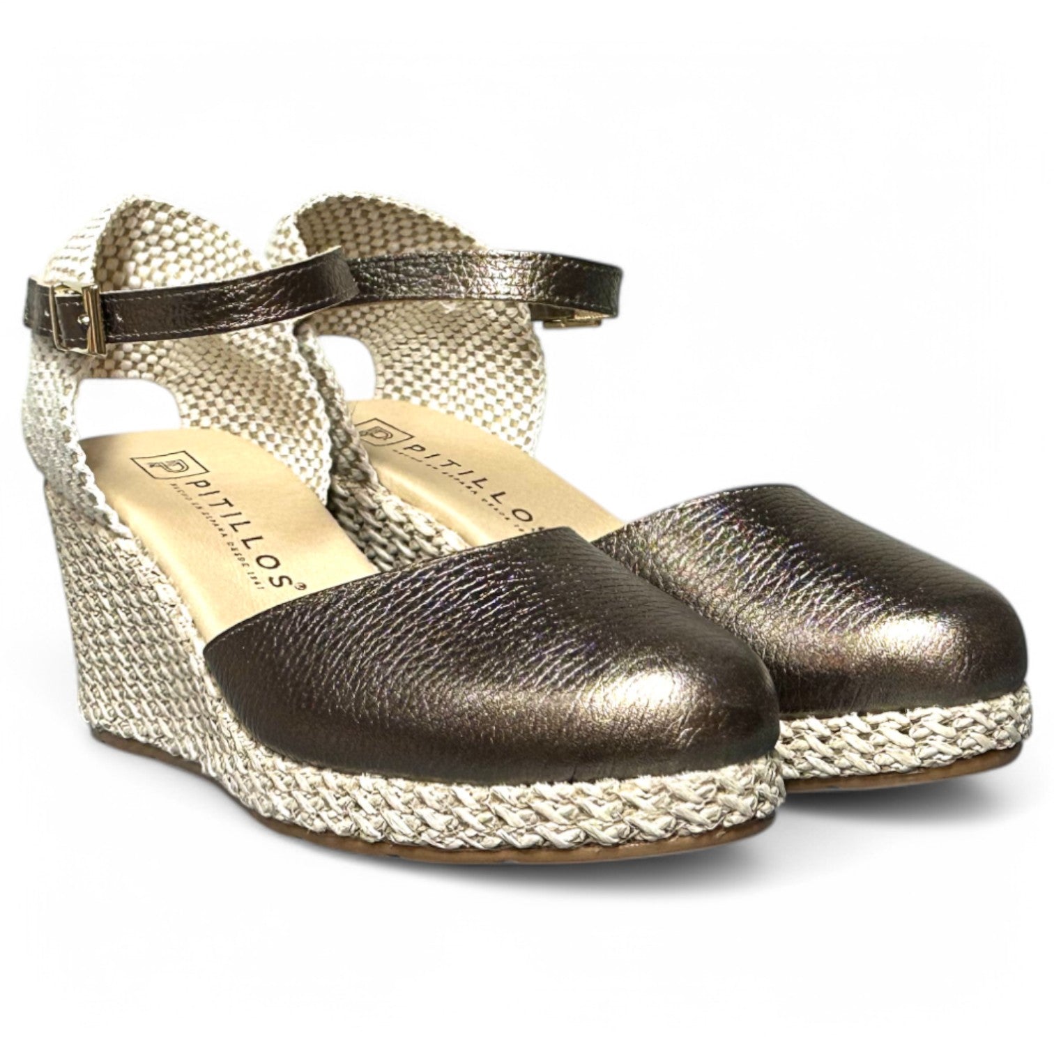 Sandalias Pitillos Cuña Rafia 10634 Plata Vieja - imagen 3