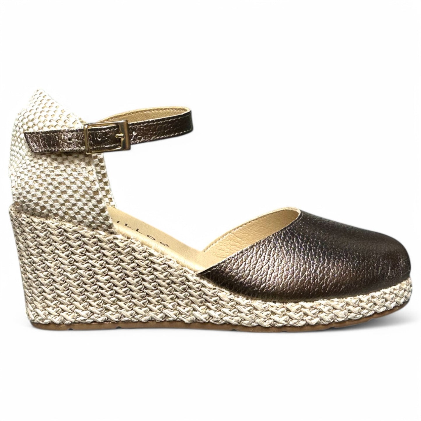 Sandalias Pitillos Cuña Rafia 10634 Plata Vieja - imagen 1