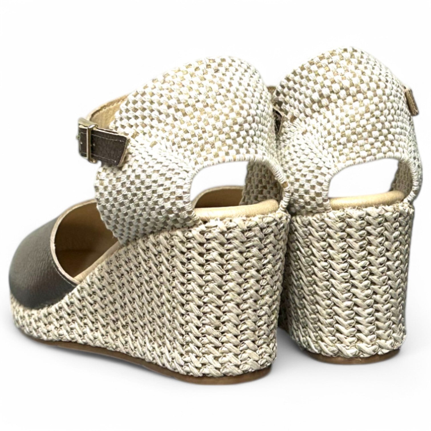 Sandalias Pitillos Cuña Rafia 10634 Plata Vieja - imagen 7