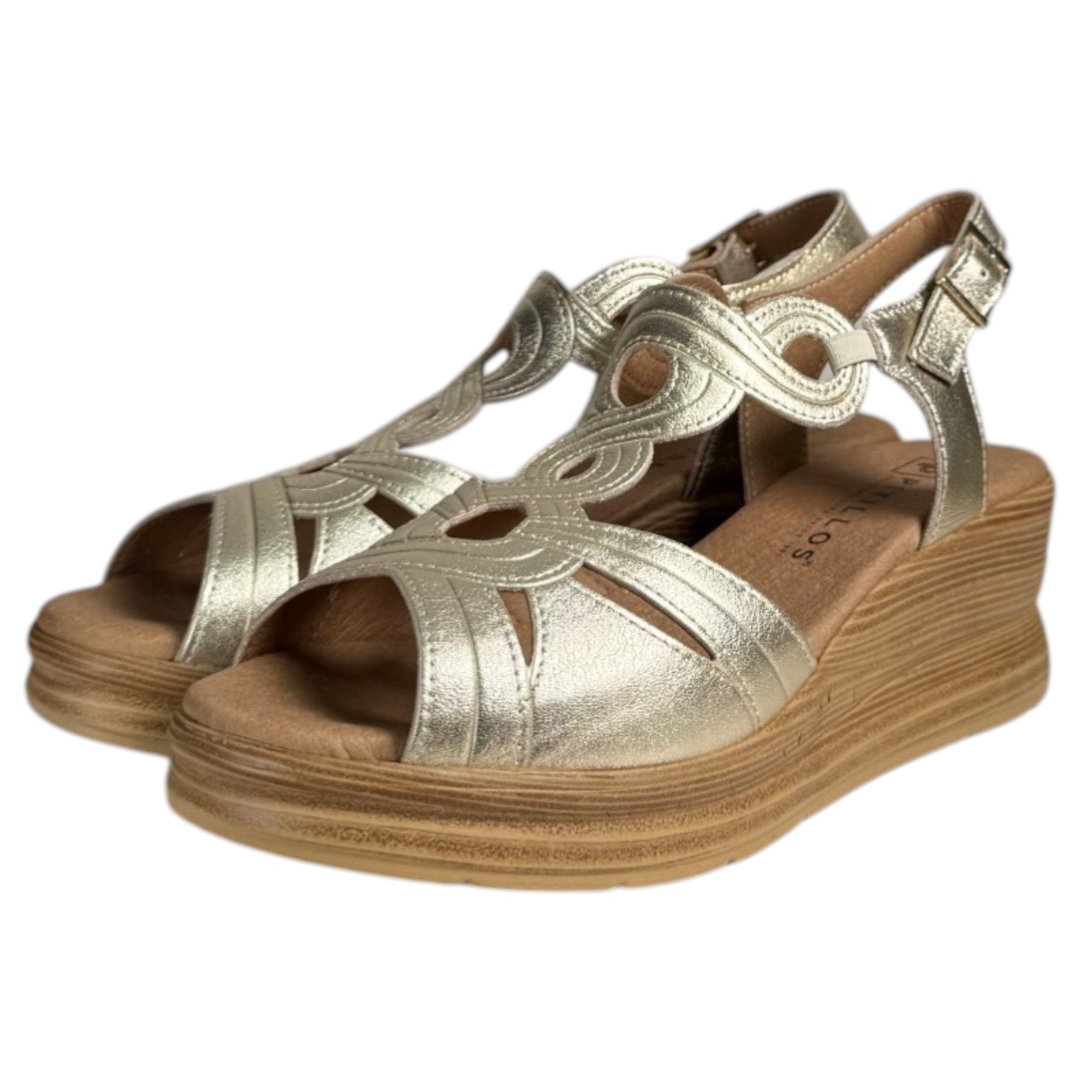 Sandalias Pitillos Cuña Tiras 11050 Oro - imagen 5