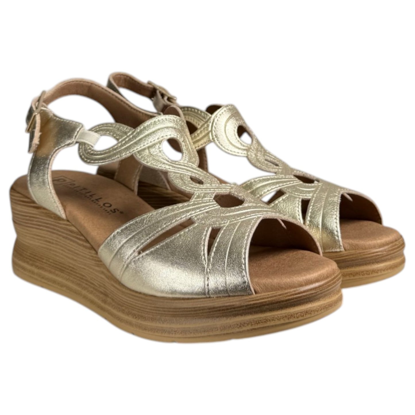 Sandalias Pitillos Cuña Tiras 11050 Oro - imagen 3