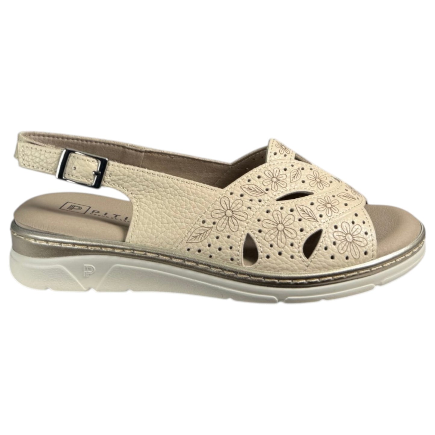 Sandalias Pitillos Plantilla Extraíble Flores 11001 Crema - imagen 1